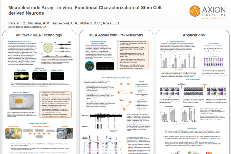 2016 ISSCR Poster Parrish Microelectrode array in vitro stem cell derived neurons